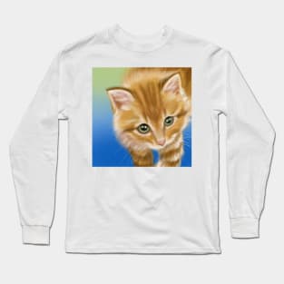 Smitten by a Yellow Tabby Kitten Long Sleeve T-Shirt